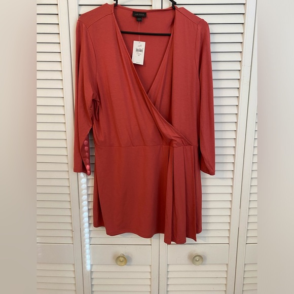 J. JILL WEAREVER COLLECTION Wrap Front Baby Doll Top Womens Sz Medium Cardinal - Picture 1 of 5